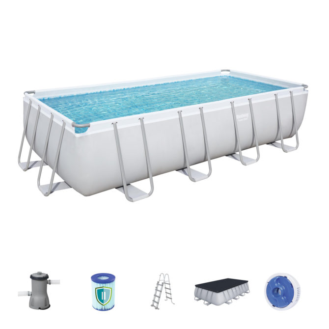 Piscina Desmontable Tubular Bestway Power Steel 488x244x122 cm Depuradora de Cartucho de 3.028 L/H