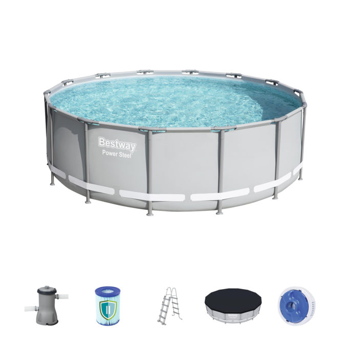 Piscina Desmontable Tubular Bestway Power Steel 427x122 cm Depuradora de Cartucho de 3.028 L/H