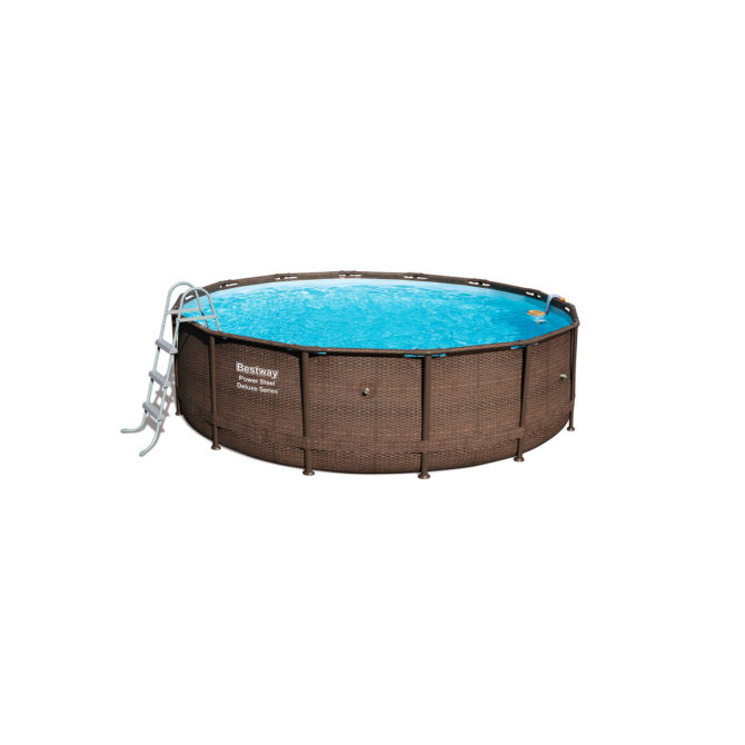 Piscina Desmontable Tubular Bestway Power Steel Diseño Rattan 427x107 cm Depuradora de cartucho de 2.574 L/H