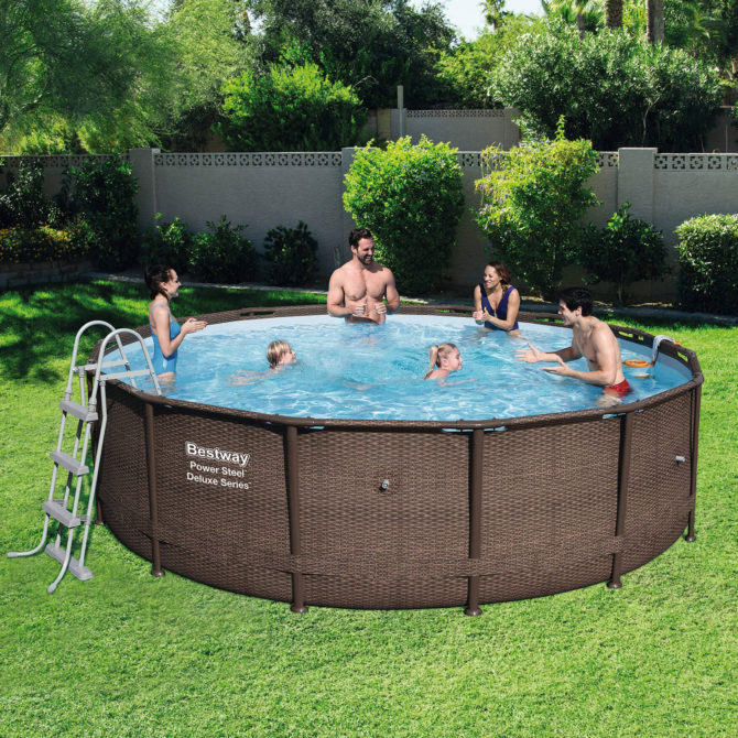 Piscina Desmontable Tubular Bestway Power Steel Diseño Rattan 427x107 cm Depuradora de cartucho de 2.574 L/H - Imagen 2