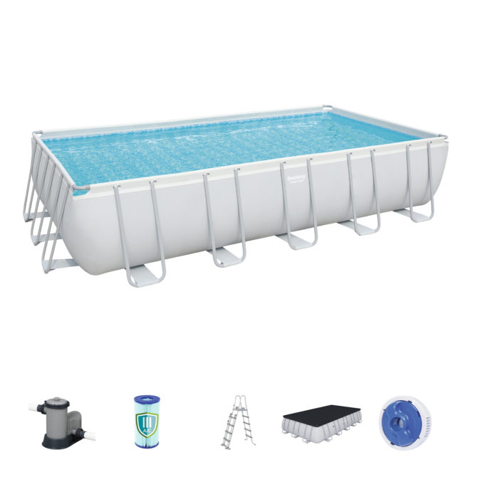 Piscina Desmontable Tubular Bestway Power Steel 671x366x132 cm Depuradora de Cartucho de 5.678 L/H