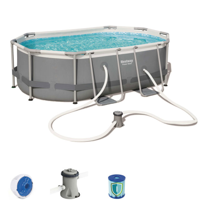 Piscina Desmontable Tubular Bestway Power Steel Oval 300x200x84 cm Depuradora de cartucho de 1.249 L/H