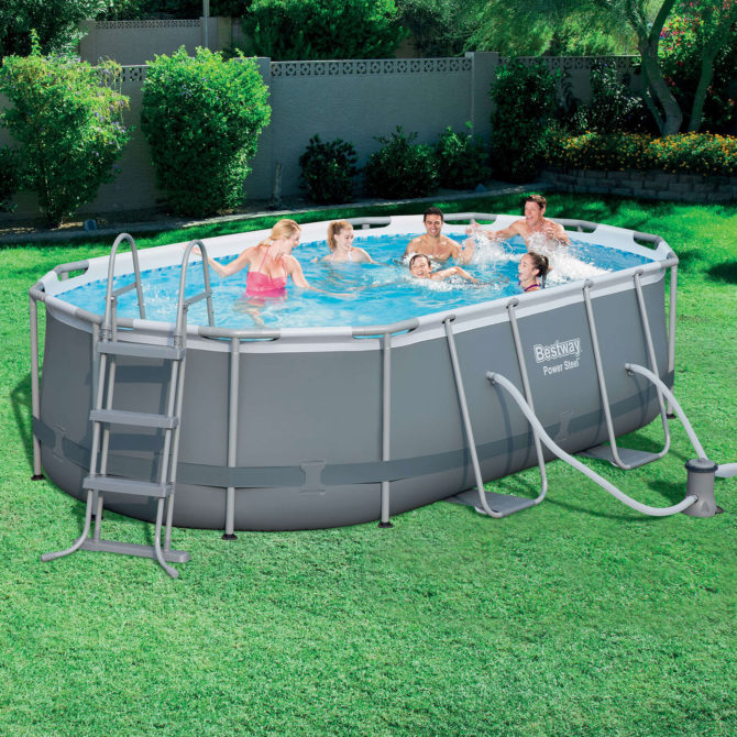 Piscina Desmontable Tubular Bestway Power Steel Oval 427x250x100 cm Depuradora de Cartucho de 2.006 L/H - Imagen 2