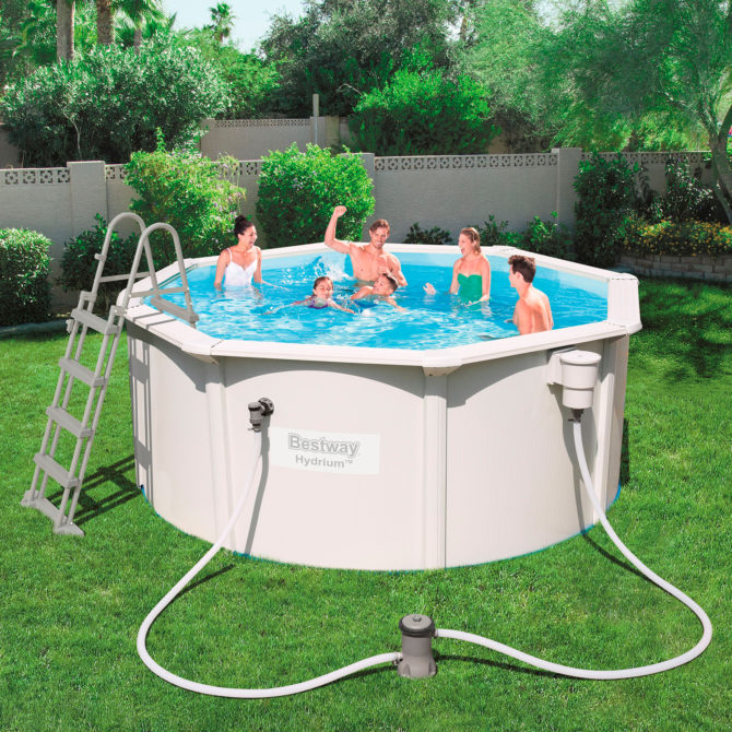 Piscina Desmontable de Acero Bestway con Depuradora de Cartucho 300x120 cm Hydrium Con Escalera y Tapiz de Suelo - Imagen 2