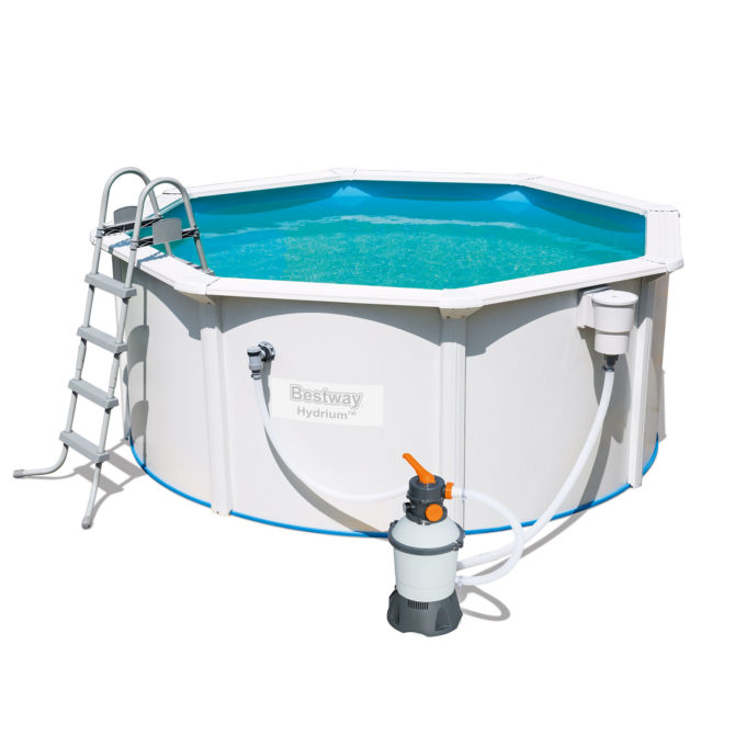 Piscina Desmontable de Acero Bestway Depuradora de arena 300x120 cm Hydrium con Escalera y Tapiz de Suelo