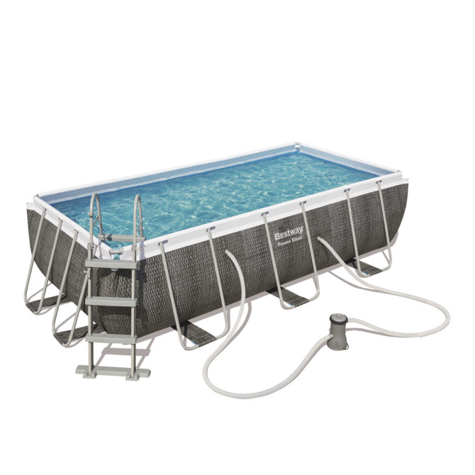 Piscina Desmontable Tubular Bestway Power Steel 404x201x100 cm Depuradora de Cartucho de 2.006 L/H Con Escalera Diseño Ratán