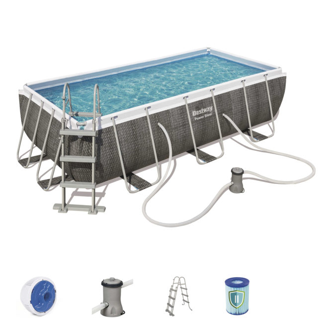 Piscina Desmontable Tubular Bestway Power Steel 404x201x100 cm Depuradora de Cartucho de 2.006 L/H Con Escalera Diseño Ratán - Imagen 2