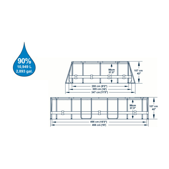 Piscina Desmontable Tubular Bestway Power Steel Oval Diseño Ratán 488x305x107 cm con Depuradora Cartucho 3.028 L/H - Imagen 4