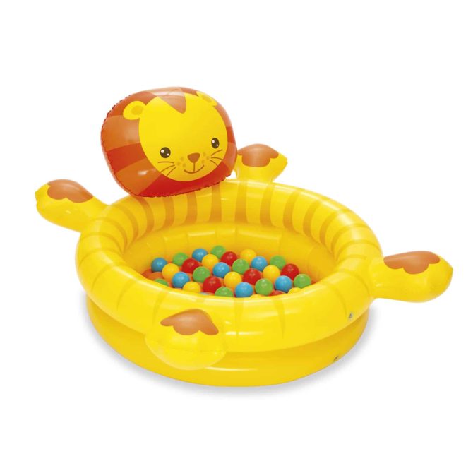 Piscina de Bolas Hinchable Infantil León con 50 Bolas de Colores Bestway 111x98x61,5 cm