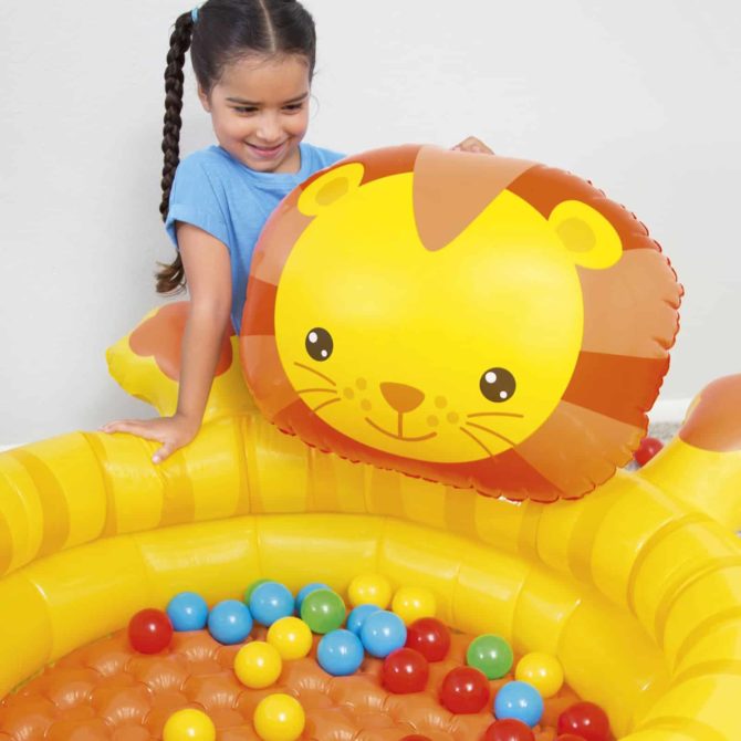 Piscina de Bolas Hinchable Infantil León con 50 Bolas de Colores Bestway 111x98x61,5 cm - Imagen 5