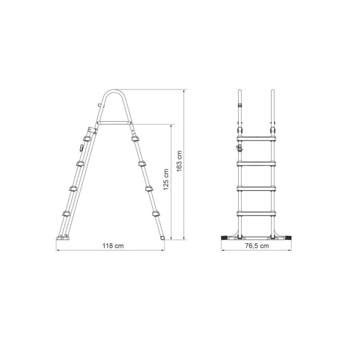 Escalera Plegable para Piscina Desmontable Bestway con Altura 122 cm y Escalones Antideslazantes - Imagen 4