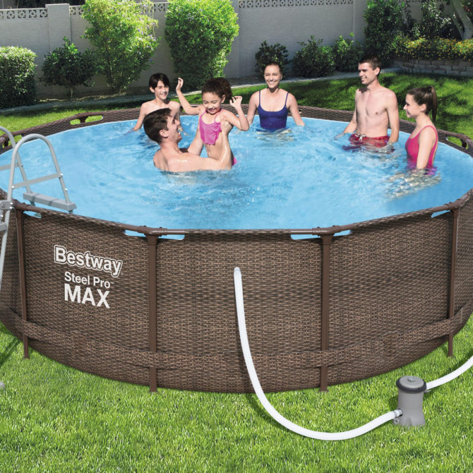 Piscina Desmontable Tubular Bestway Steel Pro Max Diseño Rattan 366x100 cm Depuradora de cartucho de 2.006 L/H - Imagen 2