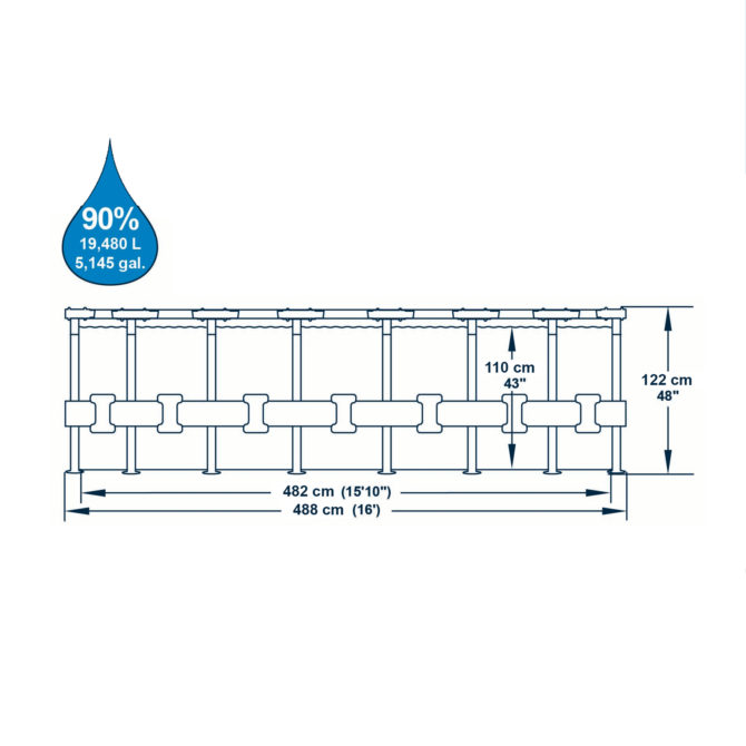 Piscina Desmontable Tubular Bestway Power Steel Diseño Piedra 488x122 cm Depuradora Cartucho 5.678 L/H Cobertor y Escalera - Imagen 2