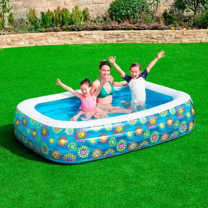 Piscina Hinchable Autoportante Infantil Bestway 229x152x56 cm Diseño Flores Rápida Instalación Edad Mayores de 3 Años - Imagen 2