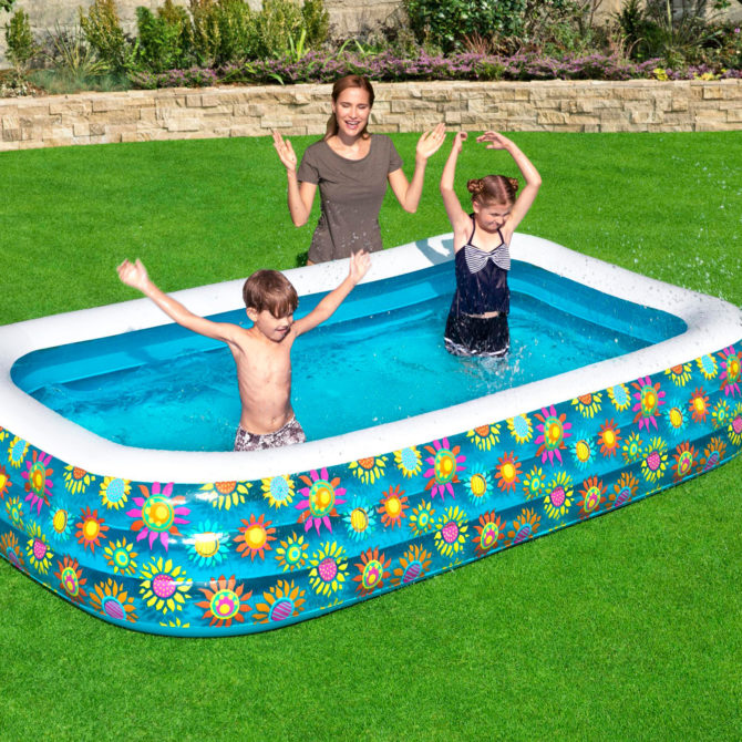 Piscina Hinchable Autoportante Infantil Bestway 305x183x56 cm Diseño Flores Rápida Instalación Edad Mayores de 3 Años - Imagen 2