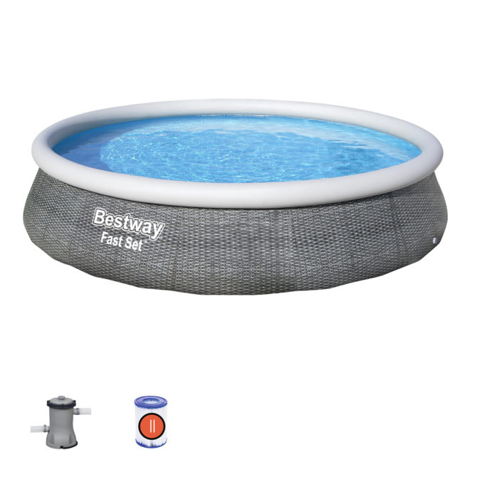 Piscina Desmontable Bestway Fast Set Rattan 396x84 cm Depuradora de Cartucho 2.006 L/H