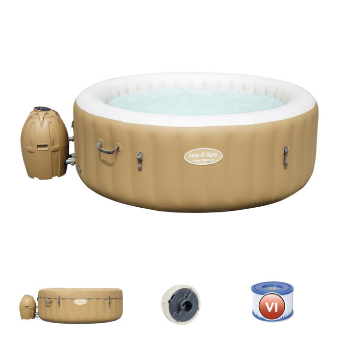 Spa Hinchable Bestway Lay-Z-Spa Bali 180x66 cm para 2-4 Personas con Airjet, Luz LED, Cobertor y Mando a Distancia