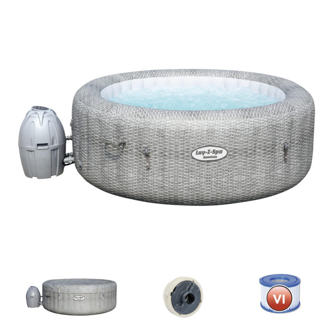 Spa Hinchable Bestway Lay-Z-Spa Honolulu 196x71 cm para 4-6 Personas con Airjet y Cobertor