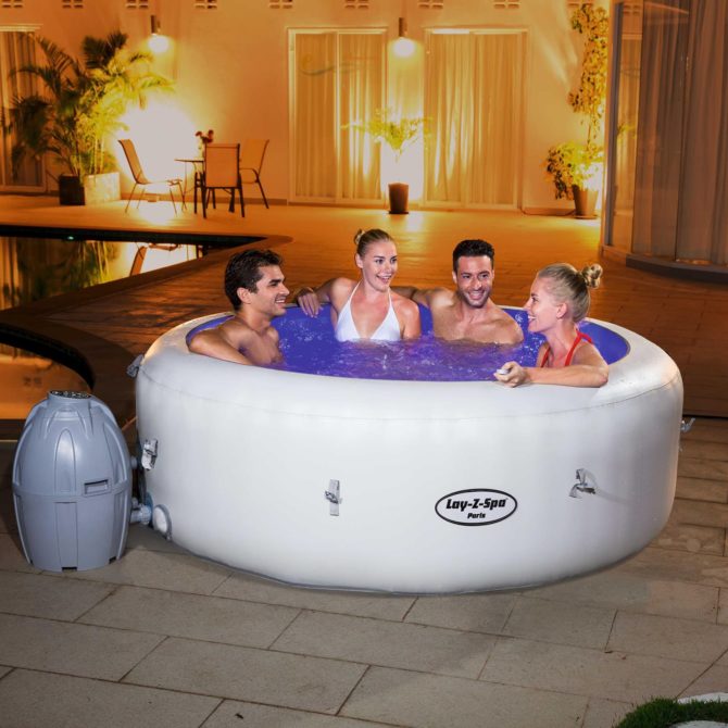 Spa Hinchable Bestway Lay-Z-Spa Paris 196x66 cm para 4-6 Personas con Airjet, Luz LED, Cobertor y Mando a Distancia - Imagen 2