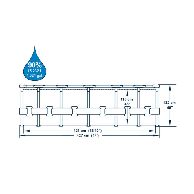 Piscina Desmontable Tubular Bestway Power Steel Diseño Piedra 427x122 cm Depuradora Cartucho 3.028 L/H Cobertor y Escalera - Imagen 4