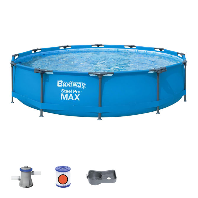 Piscina Desmontable Tubular Bestway Steel Pro Max 366x76 cm Depuradora de Cartucho 1.249 L/H