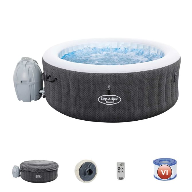 Spa Hinchable Bestway Lay-Z-Spa Havana 180x66 cm para 2-4 Personas con Airjet y Cobertor