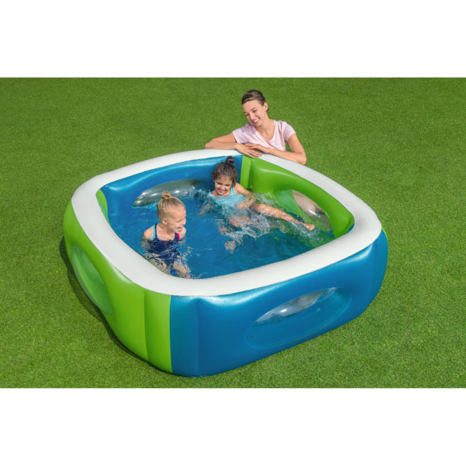 Piscina Hinchable Autoportante Infantil Bestway 168x56 cm Escotillas Laterales Azul y Verde Diseño Window Rápida Instalación - Imagen 2