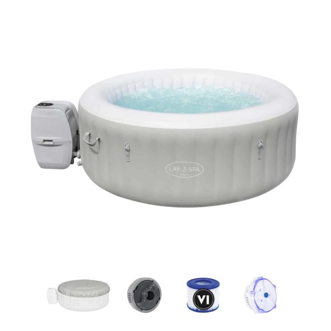 Spa Hinchable Bestway Lay-Z-Spa Tahiti 180×66 cm para 2-4 personas con Airjet, Luz LED y Cobertor