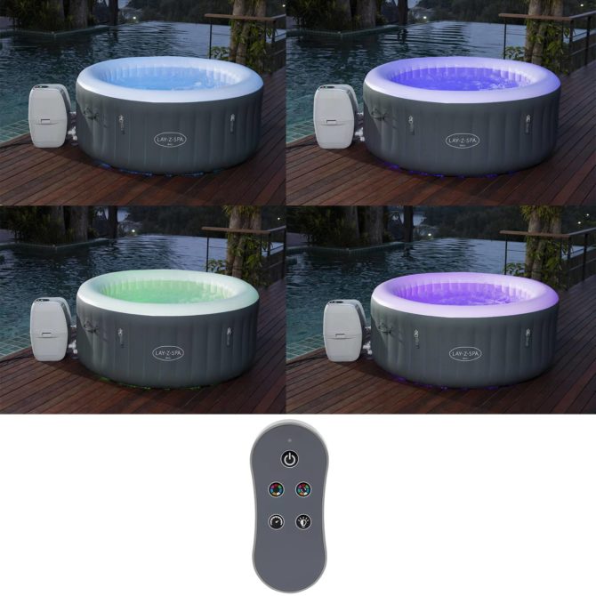 Spa Hinchable Bestway Lay-Z-Spa Bali 180x66 cm para 2-4 Personas con Airjet, Luz LED, Cobertor y Mando a Distancia - Imagen 3