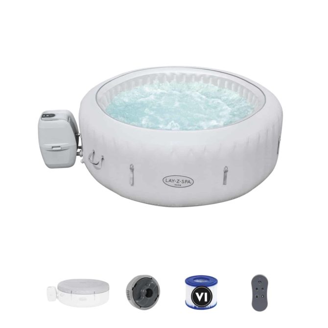 Spa Hinchable Bestway Lay-Z-Spa Paris 196x66 cm para 4-6 Personas con Airjet, Luz LED, Cobertor y Mando a Distancia