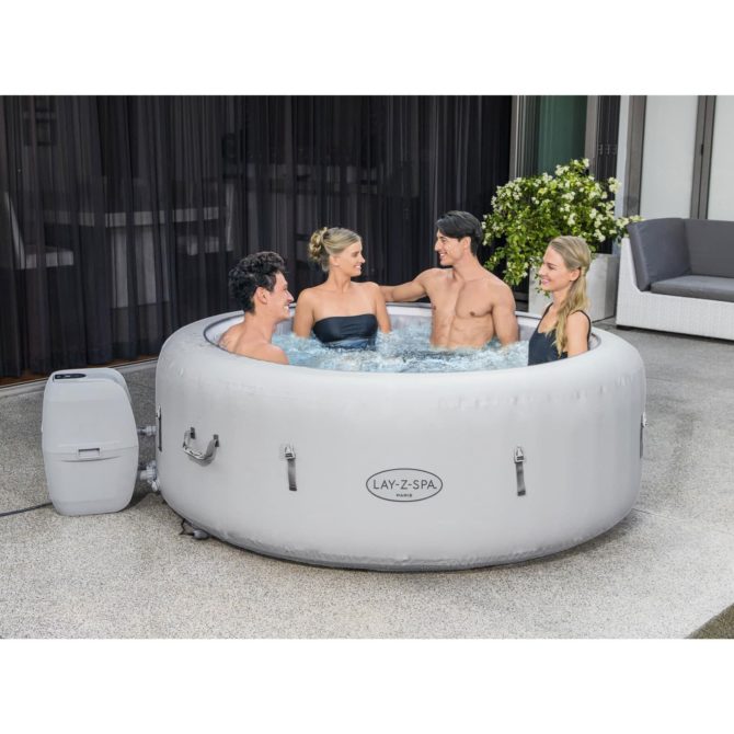 Spa Hinchable Bestway Lay-Z-Spa Paris 196x66 cm para 4-6 Personas con Airjet, Luz LED, Cobertor y Mando a Distancia - Imagen 2