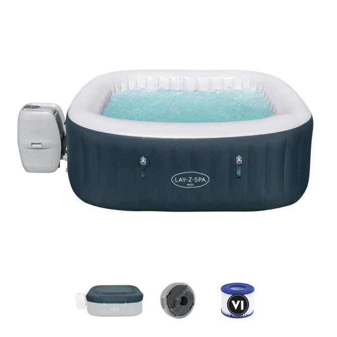 Spa Hinchable Bestway Lay-Z-Spa Ibiza 180x180x66 cm para 4-6 Personas con Airjet  y Cobertor