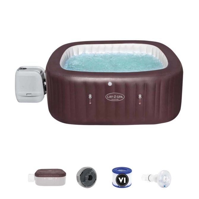 Spa Hinchable Bestway Lay-Z-Spa Maldives Hydrojet Pro Para 5-7 personas Cuadrado 201x201x80 cm con Luz LED