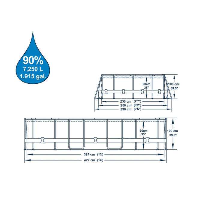 Piscina Desmontable Tubular Bestway Power Steel Oval Diseño Ratán 427x250x100 cm con Depuradora Cartucho 2.006 L/H - Imagen 4