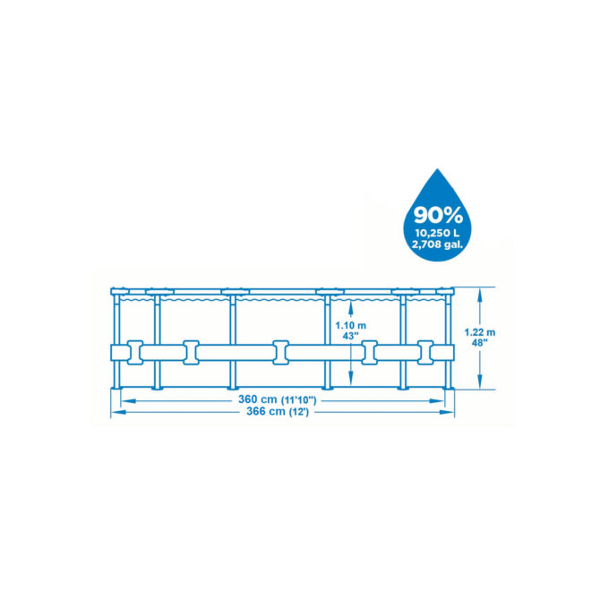 Piscina Desmontable Tubular Bestway Steel Pro Max 366x122 cm con Depuradora Cartucho 2.006 L/H Cobertor y Escalera - Imagen 4