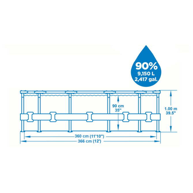 Piscina Desmontable Tubular Bestway Steel Pro Max 366x100 cm con Depuradora Cartucho 2.006 L/H y Escalera - Imagen 2