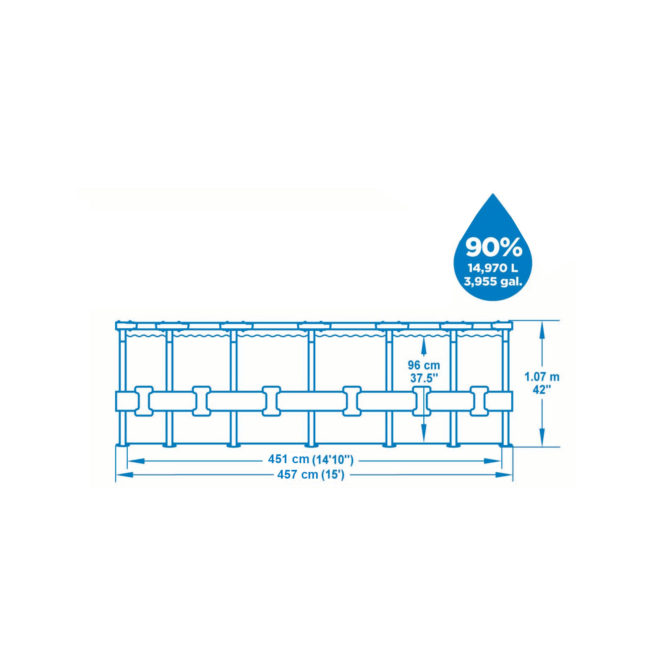 Piscina Desmontable Tubular Bestway Steel Pro Max 457x107 cm con Depuradora Cartucho 3.028 L/H Cobertor y Escalera - Imagen 4