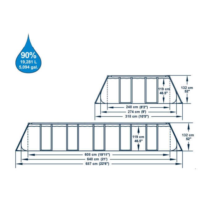 Piscina Desmontable Tubular Bestway Power Steel 640x274x132 cm Depuradora Cartucho 5.678 L/H con Cobertor y Escalera - Imagen 4