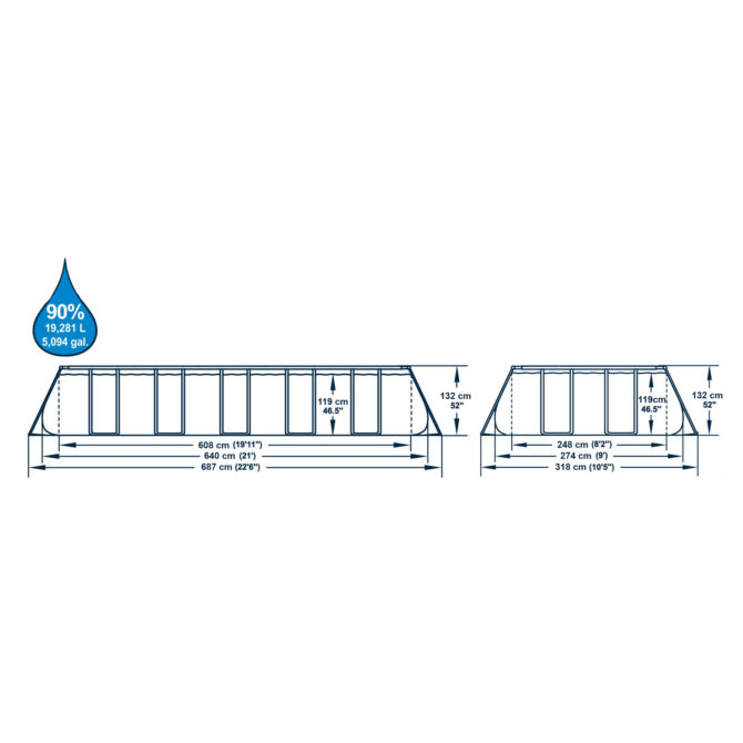 Piscina Desmontable Tubular Bestway Power Steel 640x274x132 cm Depuradora de Arena 5.678 L/H con Cobertor y Escalera - Imagen 4