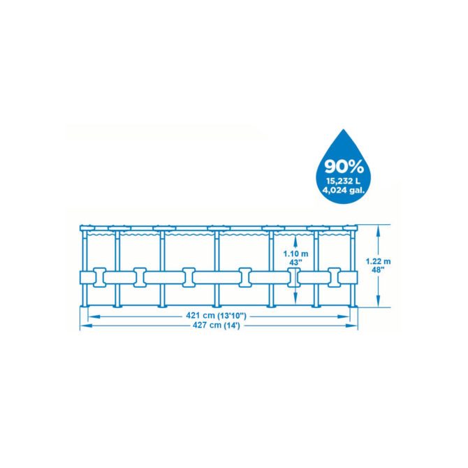 Piscina Desmontable Tubular Bestway Steel Pro Max 427x122 cm con Depuradora Cartucho 3.028 L/H Cobertor y Escalera - Imagen 2