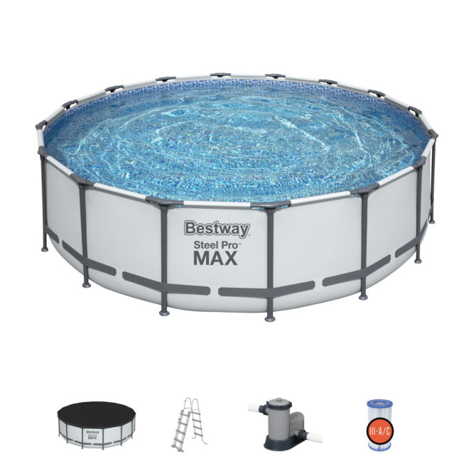 Piscina Desmontable Tubular Bestway Steel Pro Max 488x122 cm con Depuradora Cartucho 5.678 L/H