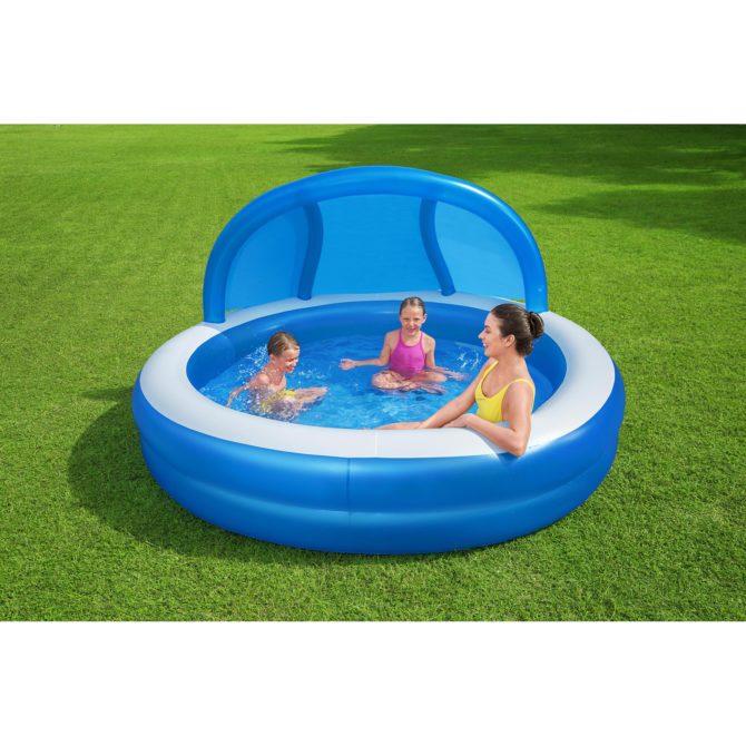 Piscina Hinchable Autoportante Infantil Bestway 241x140 cm Parasol y Asiento Hinchable Diseño Relax Edad Mayores de 6 Años - Imagen 2