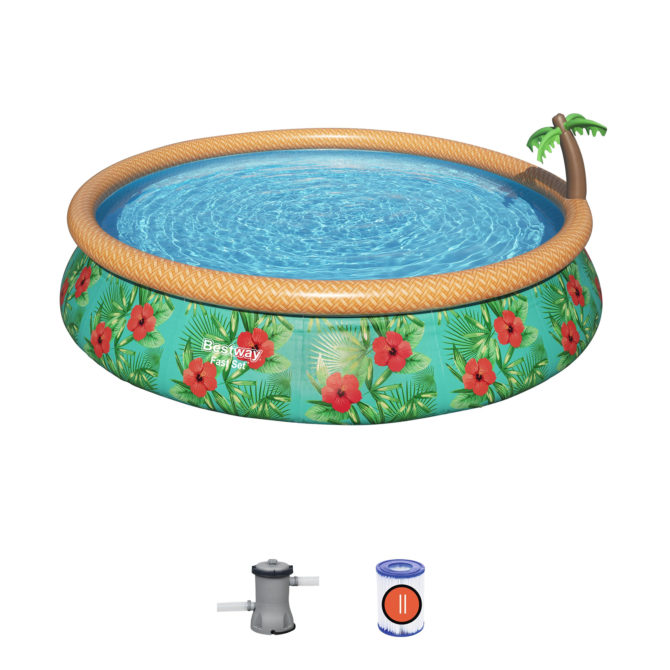 Piscina Hinchable Fast Set Bestway Paradise Palms 457x84 cm con Depuradora Cartucho 2.006 L/H