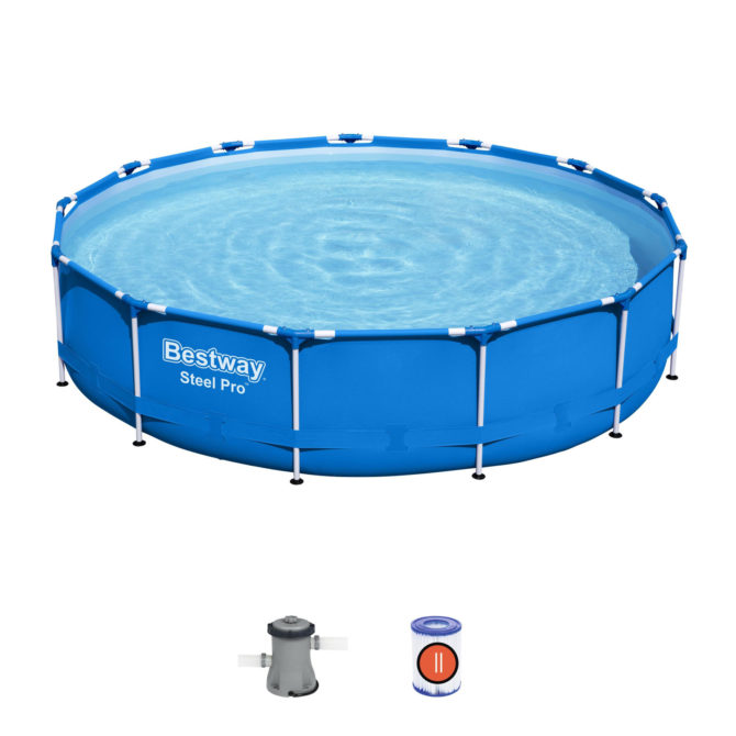 Piscina Desmontable Tubular Bestway Steel Pro 396x84 cm con Depuradora Cartucho 2.006 L/H