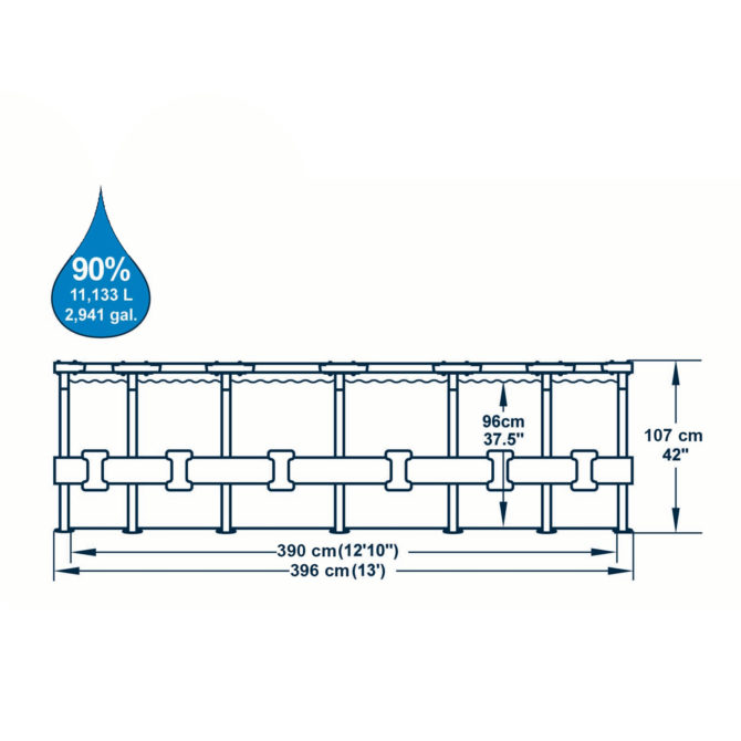 Conjunto de Piscina Desmontável Power Steel™ com Toldo 3,96 m x 1,07 m - Image 4