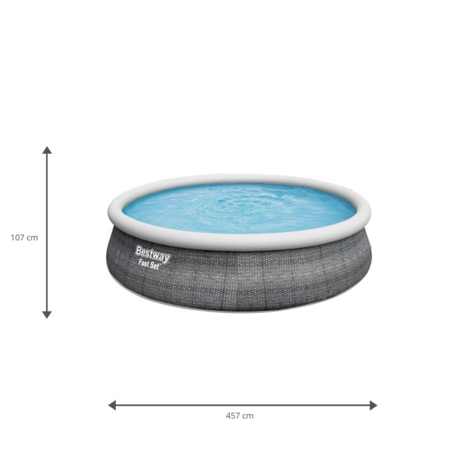 Piscina Hinchable Fast Set Bestway Ratán 457x107 cm con Depuradora Cartucho 2.006 L/H y Escalera - Imagen 4