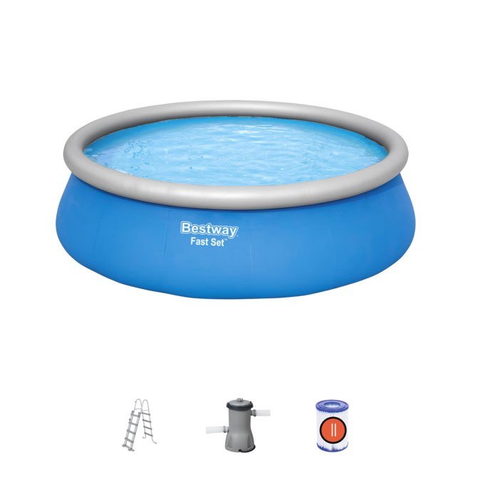 Piscina Hinchable Fast Set Bestway 457x122 cm con Depuradora Cartucho 3.028 L/H y Escalera