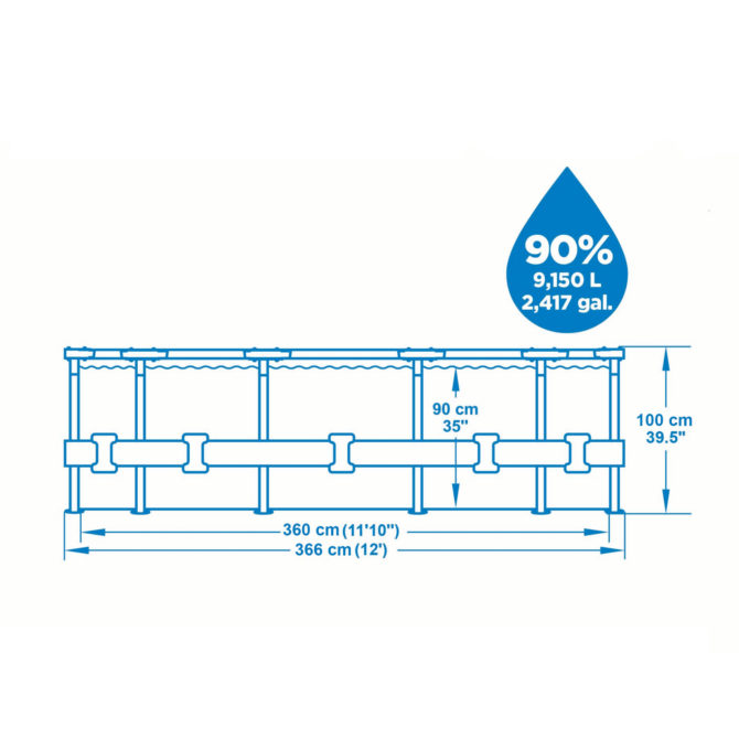 Piscina Desmontable Tubular Bestway Steel Pro Max 366x100 cm con Depuradora de Cartucho 2.006 L/H Escalera Diseño Ratán - Imagen 4