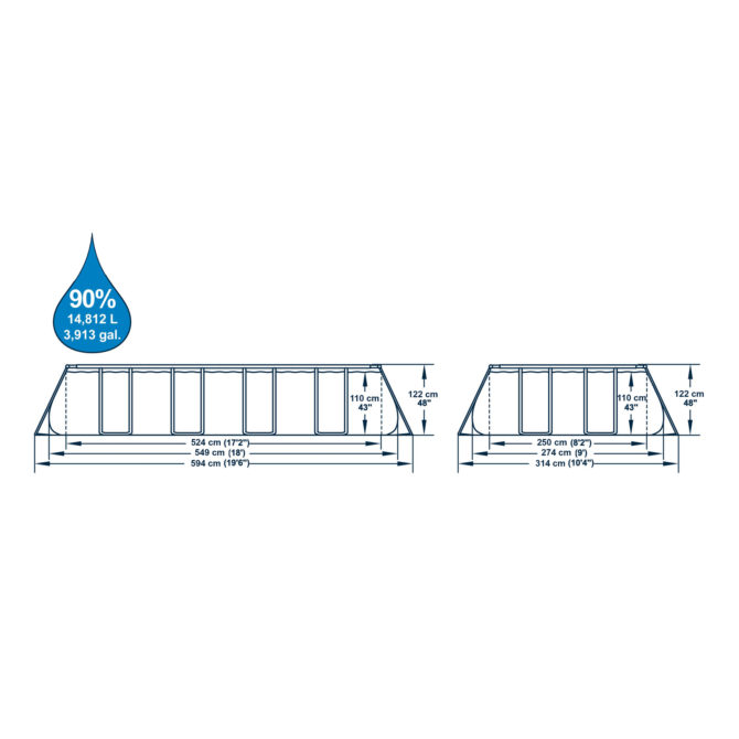 Piscina Desmontable Tubular Bestway Power Steel 549x274x122 cm Depuradora Cartucho 5.678 L/H con Cobertor y Escalera - Imagen 4