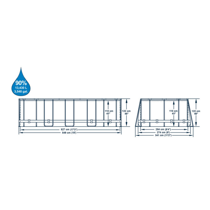 Piscina Desmontable Tubular Bestway Power Steel Oval 549x274x122 cm con Depuradora Cartucho 5.678 L/H con Cobertor y Escalera - Imagen 4